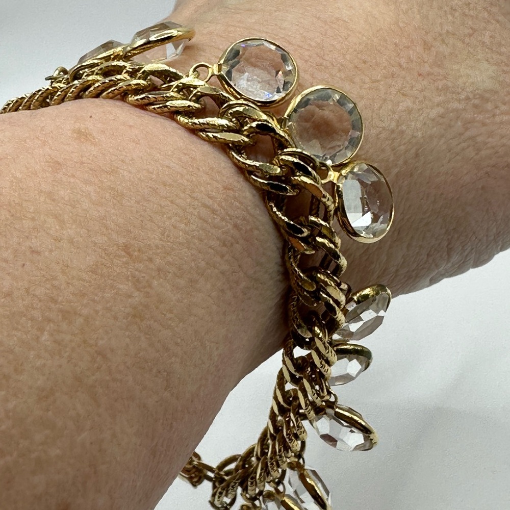 Vintage Chain Bracelet with Dangling Crystals - Picture 3 of 4